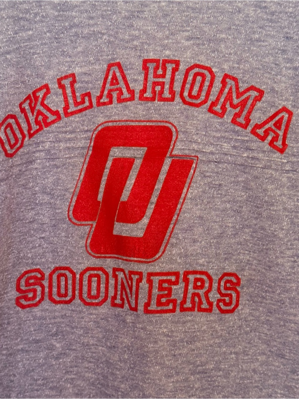 Oklahoma Sooners Gray & Red Logo Crewneck Sweatshirt Tubular Single Stitch 1980s